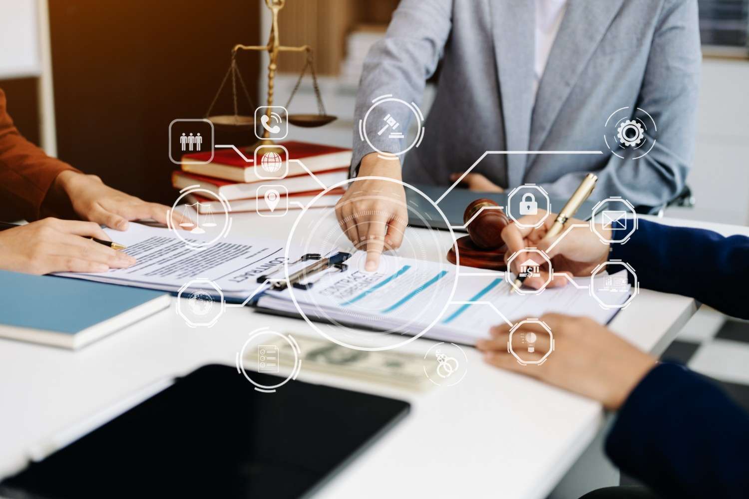 Legal team reviewing compliance documents for IT professional agency investigation defense strategy