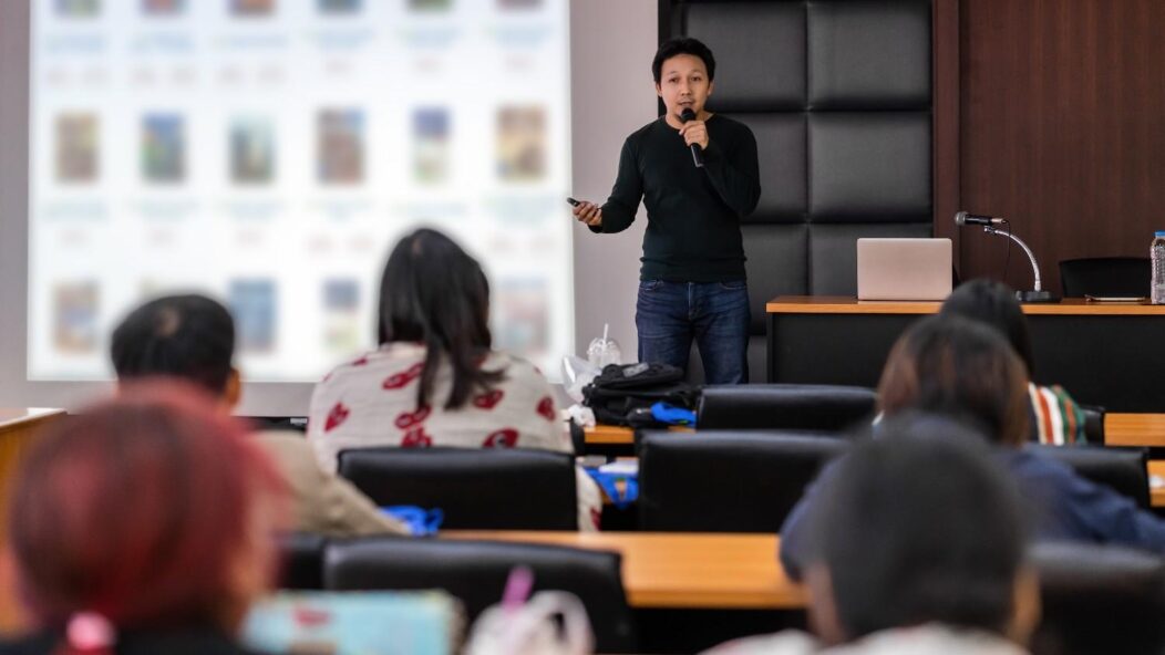 F-1 international students attending employment workshop on off-campus work authorization and OPT CPT opportunities in the U.S.