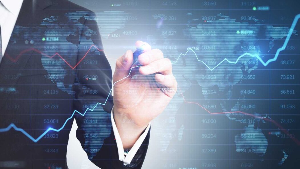 Business professional analyzing global investment data for EB-5 visa program