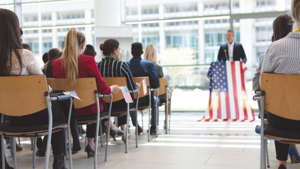 International students attending SEVIS orientation session at U.S. university