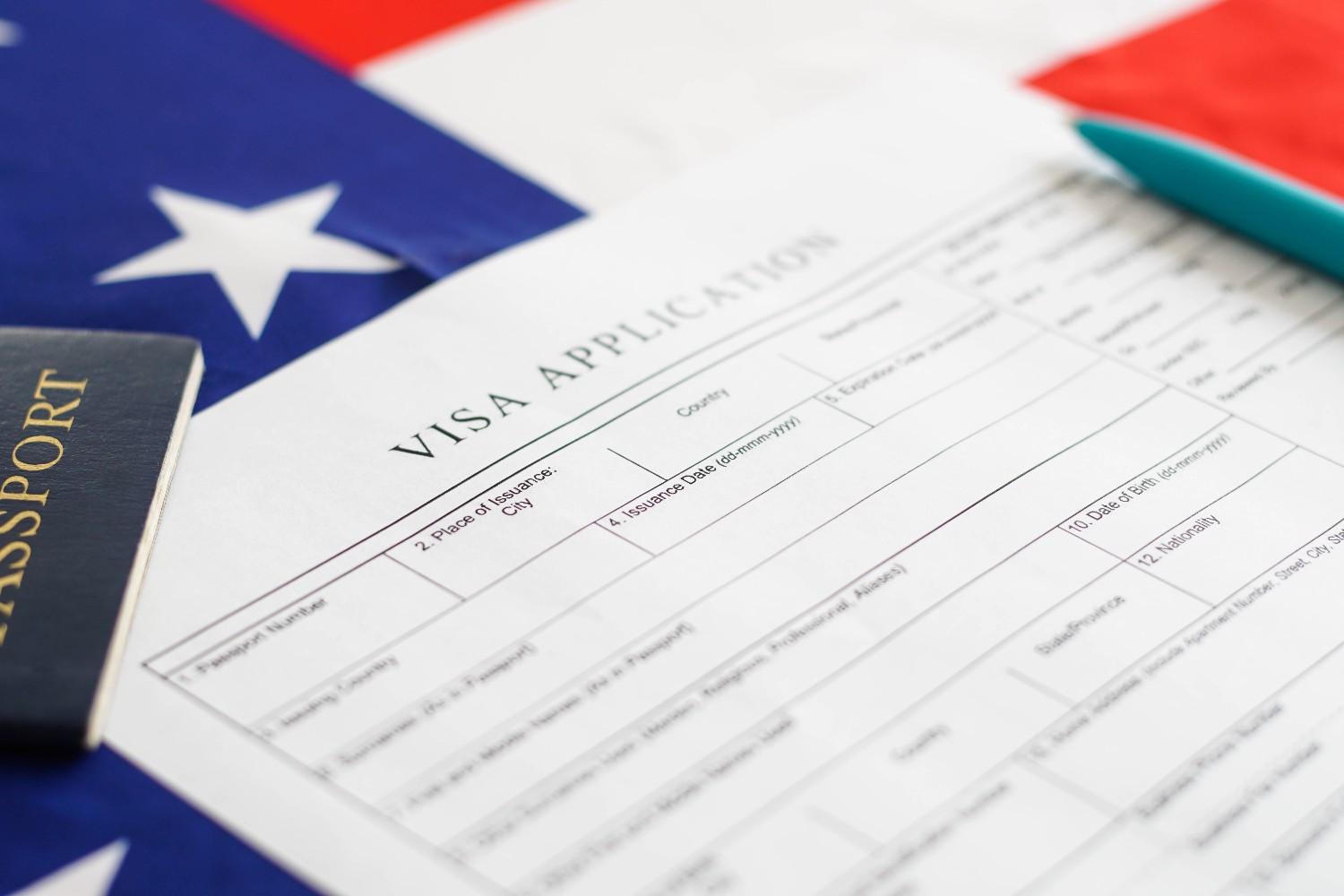 U.S. visa application form and passport representing extension of stay and change of immigration status requests