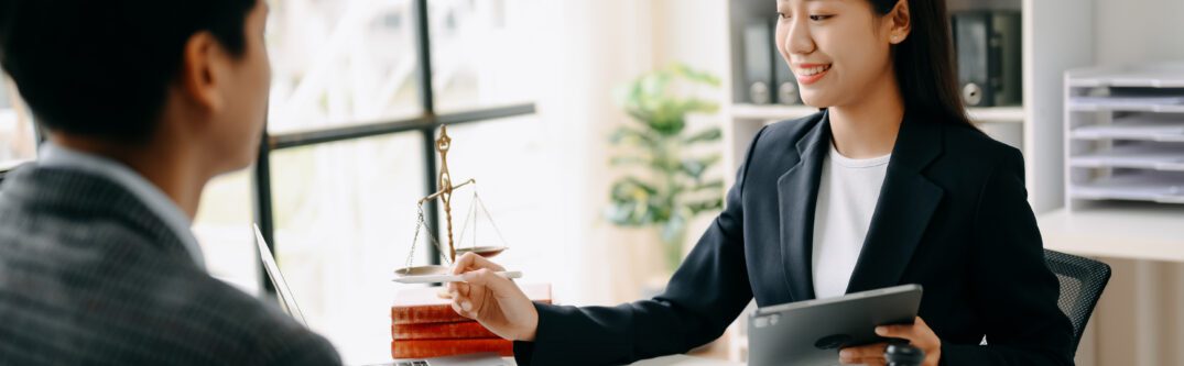 Immigration attorney support during legal consultation in office