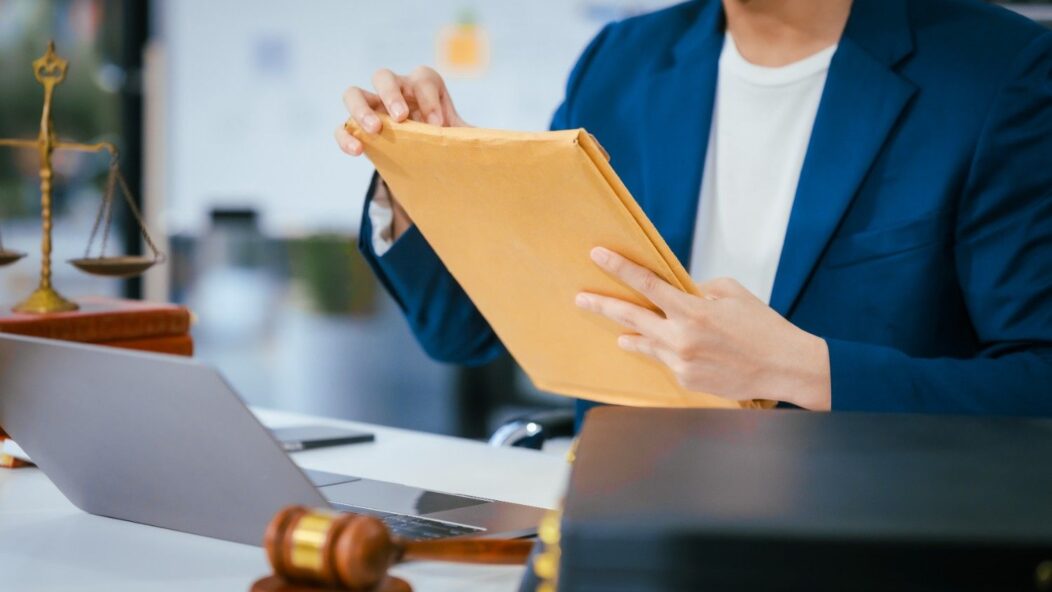 Immigration attorney reviewing administrative records for visa appeal process