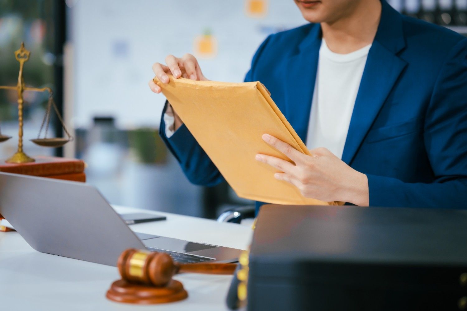 Immigration attorney reviewing administrative records for visa appeal process